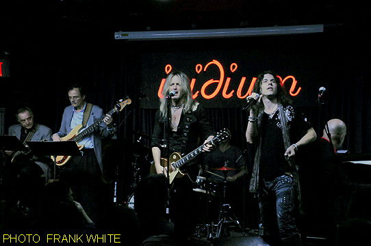 DOUG ALDRICH AND KEITH ST. JOHN WITH THE LES PAUL TRIO  APRIL 30 2012 PHOTO  FRANK WHITE  THE IRIDIUM NYC (1)