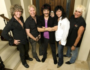The current lineup of King Kobra in 2010. L-R: Mick Sweda, David Michael-Philips, Carmine Appice, Paul Shortino and Johnny Rod.